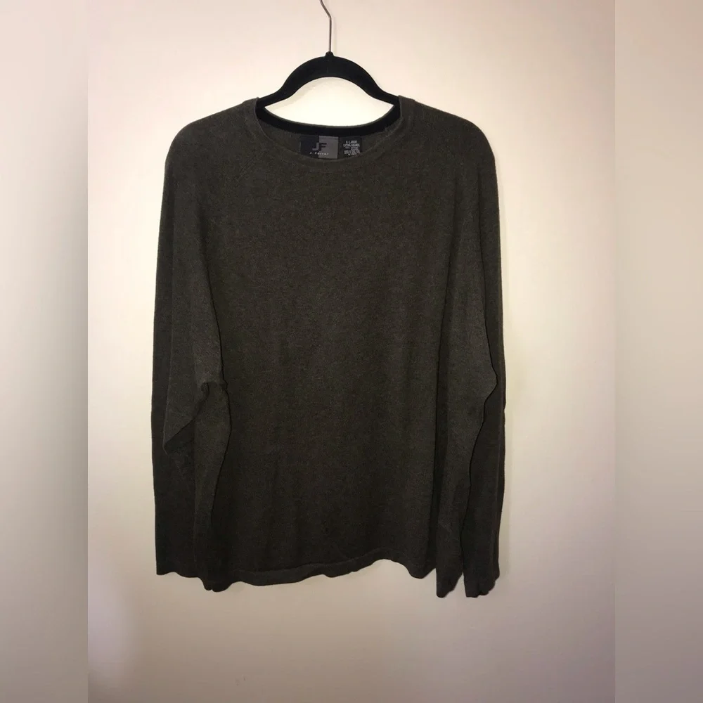 VINTAGE J. Ferrar Mens Cotton Olive Green Thin Knit Long Sleeve Sweater Size XL
